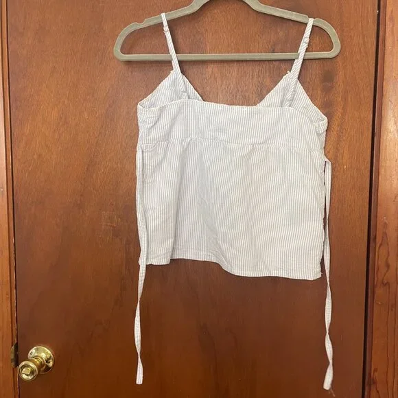 Brandy Melville Edith Striped Tank Blue White Tie Back - Picture 2 of 5